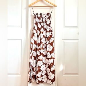 Faithfull The Brand Floral Smocked Strapless Maxi Dress Floral | Size L (US 8)